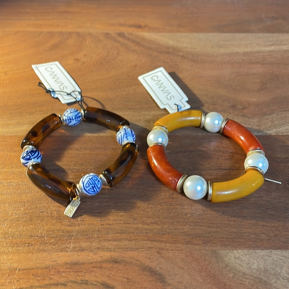 Bella Canvas Brown and Orange Beaded Bracelets Set